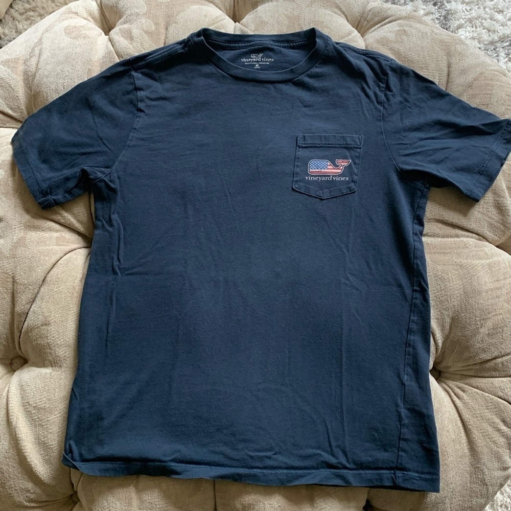 Vineyard Vines Navy Short Sleeve Pocket Tee with Whale Logo